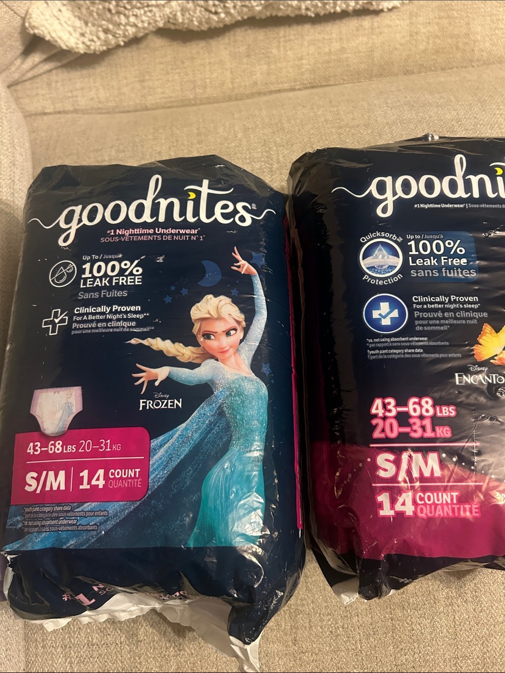 Goodnites Girls' Nighttime Bedwetting Underwear S/M 43-68 lbs Frozen/Enca